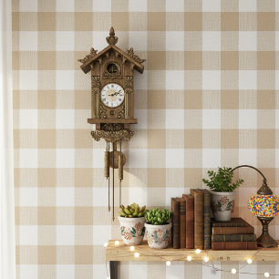 Large Classic Gingham Check Beige ID1245 Wallpaper