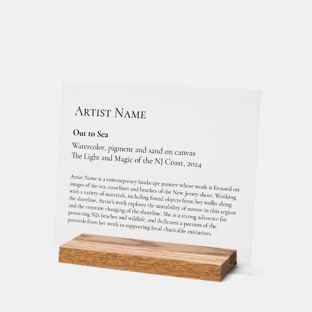 Large Clear Art Gallery Art Exhibit Plaques Acrylic Sign (Angle)