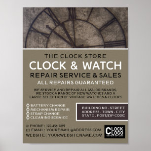 Large Clock Face, Horologist Advertising Poster