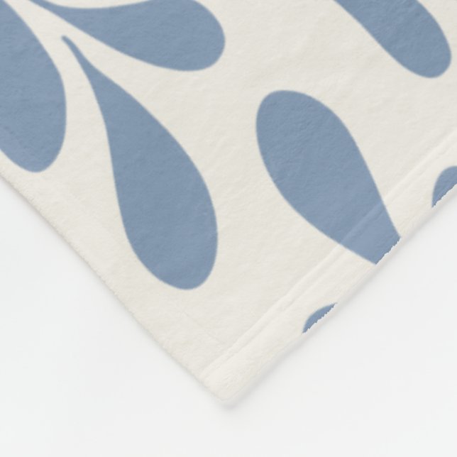 Large Coastal Blue Botanical Leaf Pattern Fleece Blanket (Corner)