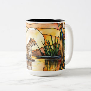 Large Coffee Mug Stained-Glass Cheetah