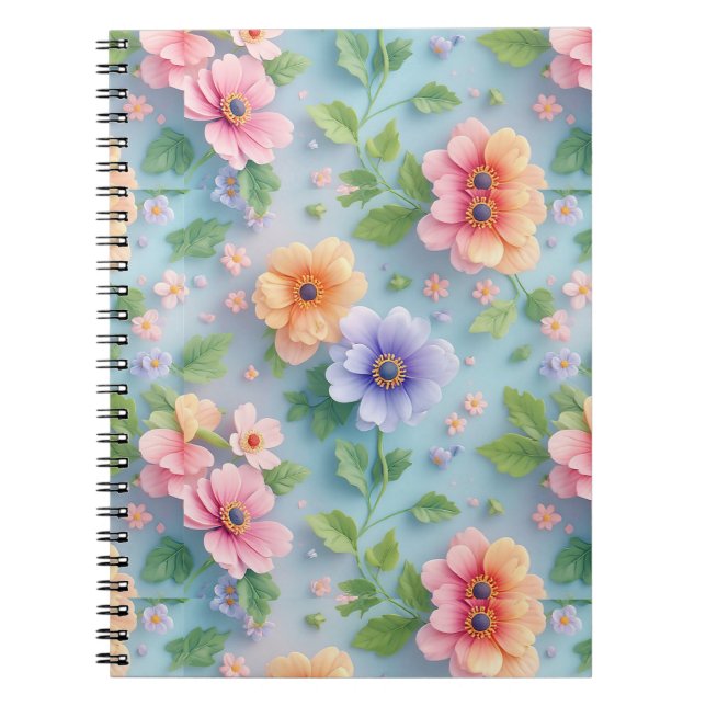 Large Colorful Paper Flowers Notebook (Front)