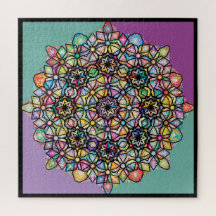 Large Coloured Mandala 4-Square: Aubergreen