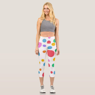 Large Colourful Polka-Dot Capri Leggings