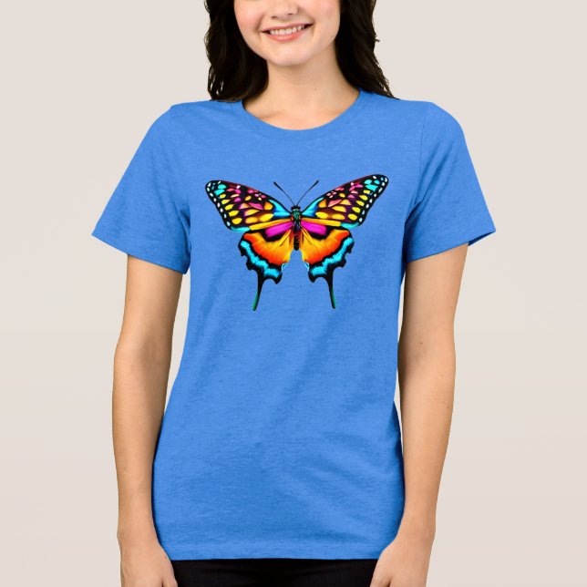 Large Colourful Swallowtail Butterfly Tri-Blend Shirt (Front)