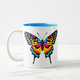 Large Colourful Swallowtail Butterfly Two-Tone Coffee Mug