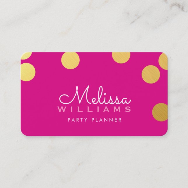 LARGE CONFETTI SPOT cute luxe faux gold foil pink Business Card (Front)