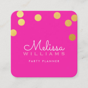 LARGE CONFETTI SPOT cute luxe faux gold foil pink Square Business Card