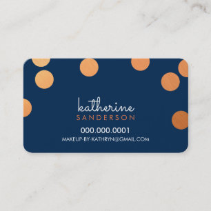 LARGE CONFETTI SPOT modern bold copper foil navy Business Card