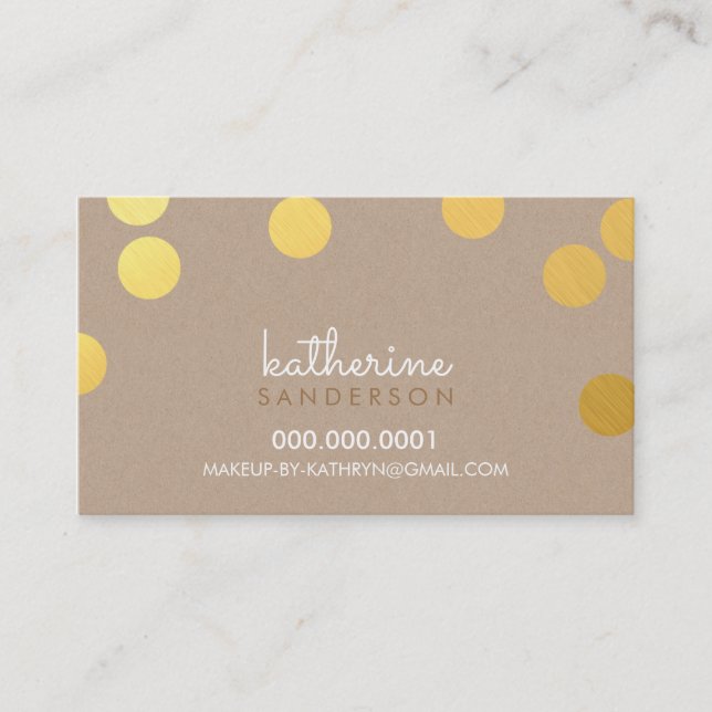 LARGE CONFETTI SPOT modern bold gold foil kraft Business Card (Front)