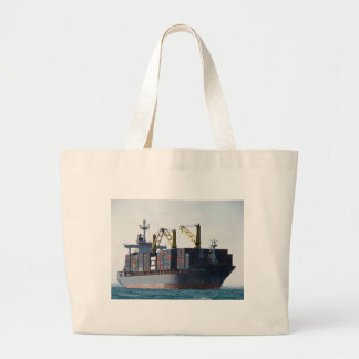 Large Container Ship At Anchor Large Tote Bag