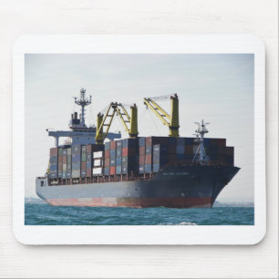 Large Container Ship At Anchor Mouse Mat