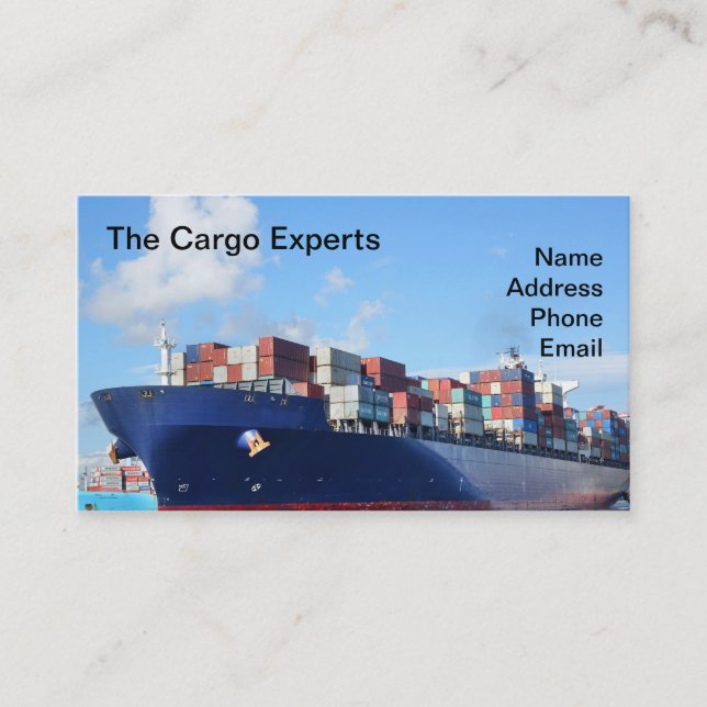 Large Container Ship in Industrial Port Business Card (Front)