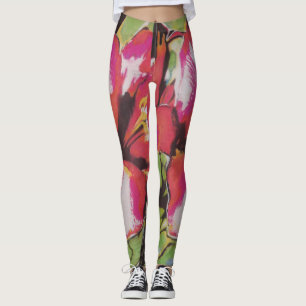 large contempory colourful abstract floral design leggings