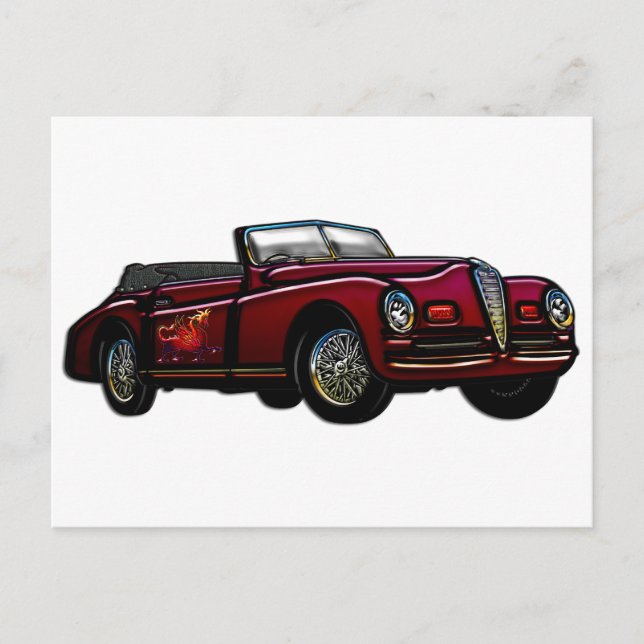 Large Convertible Classic Car Postcard (Front)