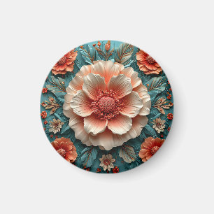 Large Coral Flowers Magnet