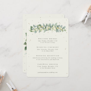 Large Cream Snowberry+Eucalyptus Wedding Itinerary
