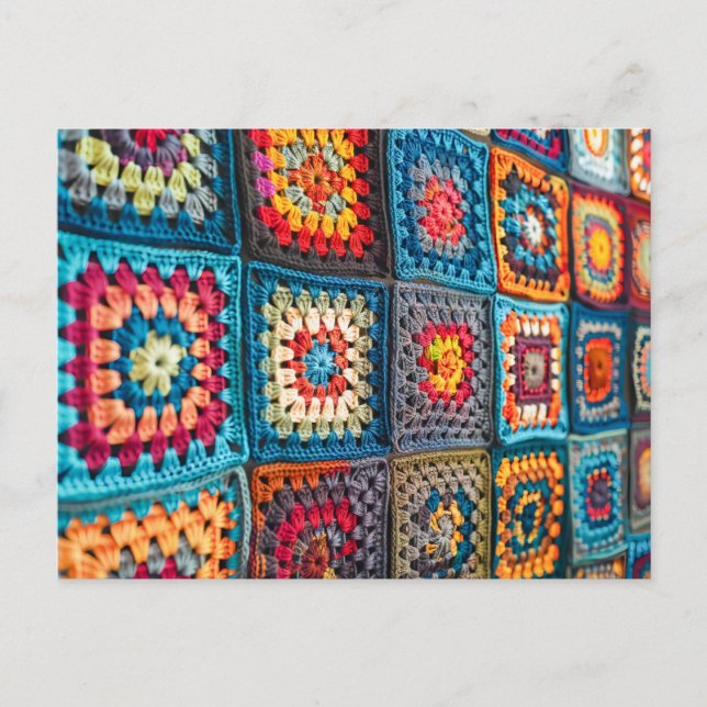 Large Crochet Blanket Made From Individual Granny  Postcard (Front)