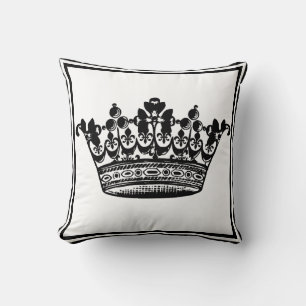 Large Crown in Regal Black and White Pillow