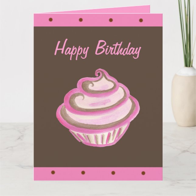 Large Cupcake Happy BirthdayCard  Card (Front)