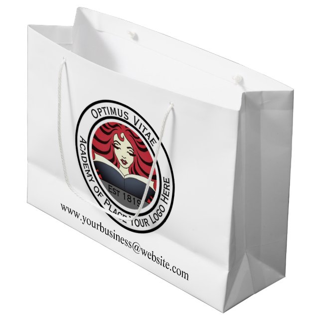 Large Custom Company Logo White Gift Bag (Front Angled)