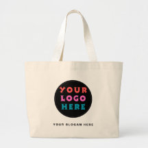 Large Custom Cotton Tote Bag with Logo No Minimum