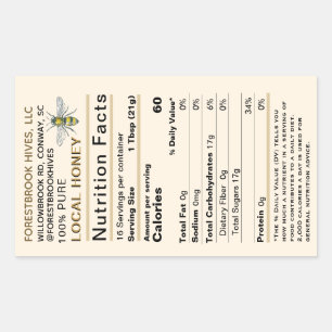 Large Custom Honey Nutrition Label with Bee Gold