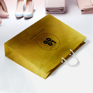 Large Custom Logo Gold Faux Foil Shopping Bag