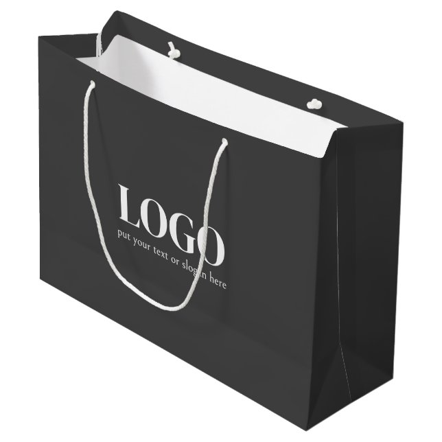 Large Custom Paper Shopping Bag with Company Logo (Front Angled)