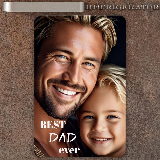 Large Custom Photo Best Dad Ever Flexi Magnet (Flexible magnet featuring your custom photo. With customizable "Best dad ever" texts - Father's Day)