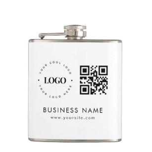 Large Custom Tote Bag with Logo Qr Code & Text Hip Flask
