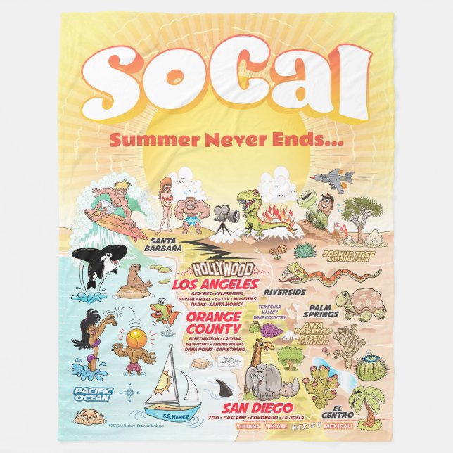 Large Customisable SoCal Fleece Blanket (Front)
