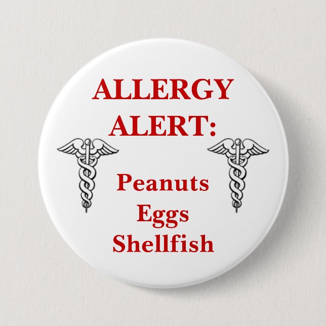 Large Customizeable allergy button (Front)