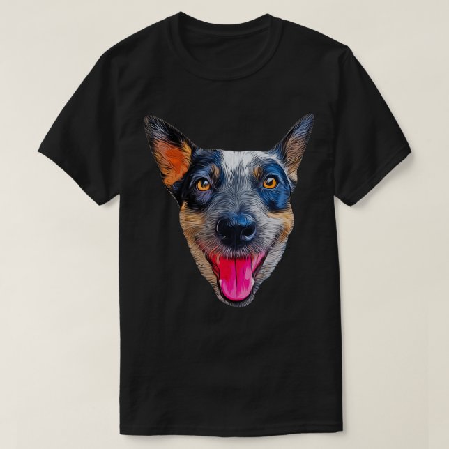 Large Cute Heeler, Australian Cattle Dog (ACD) Hap T-Shirt (Design Front)