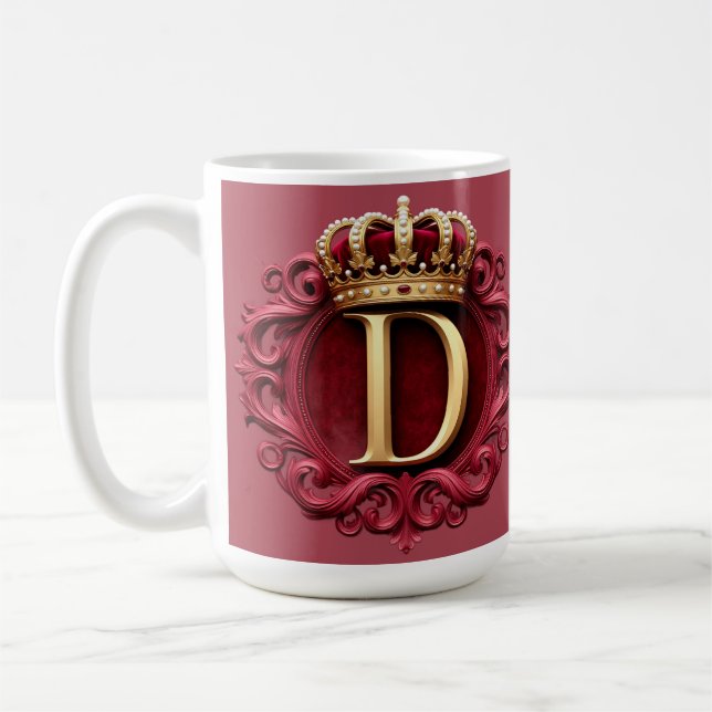 Large D Monogram on Red Velvet Coffee Mug (Left)