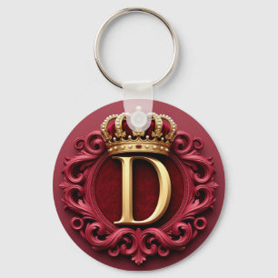 Large D Monogram on Red Velvet Key Ring