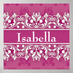 Large Damask frame personalised name   Poster