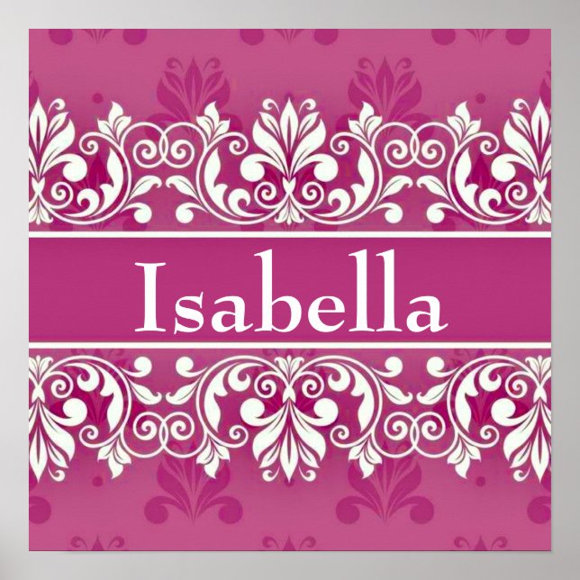Large Damask frame personalised name   Poster (Front)