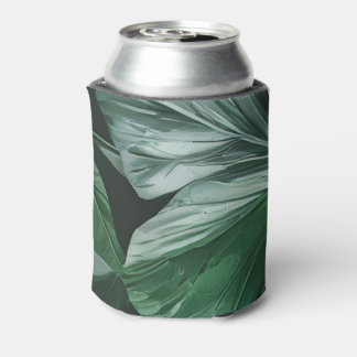 Large Dark Leafy Pattern Can Cooler