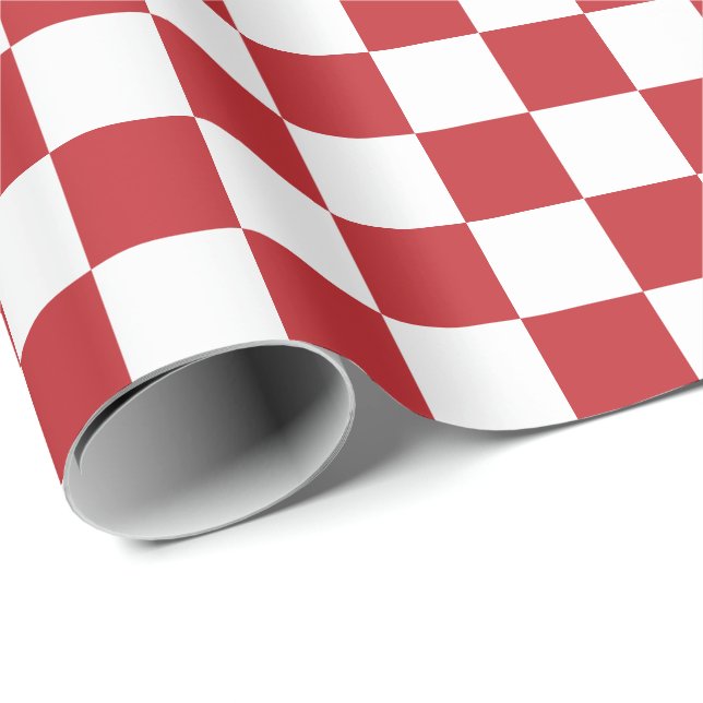 Large Dark Red and White Checks Wrapping Paper (Roll Corner)
