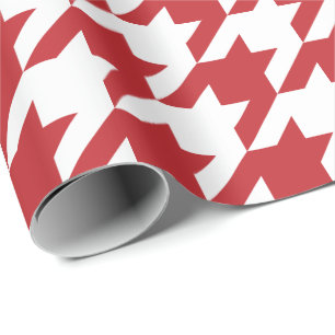 Large Dark Red and White Houndstooth Wrapping Paper