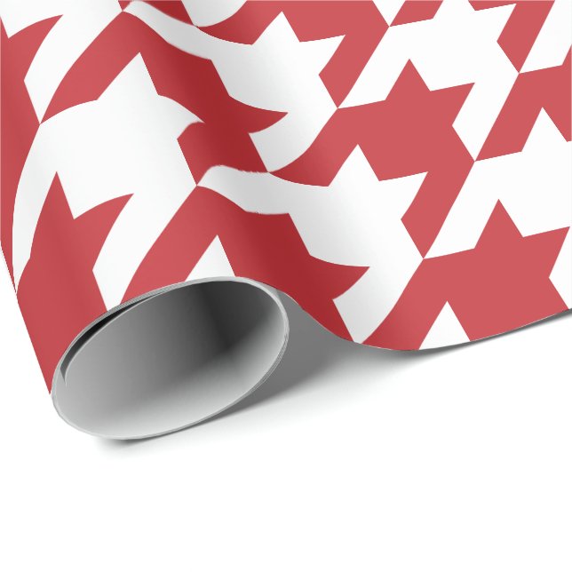 Large Dark Red and White Houndstooth Wrapping Paper (Roll Corner)