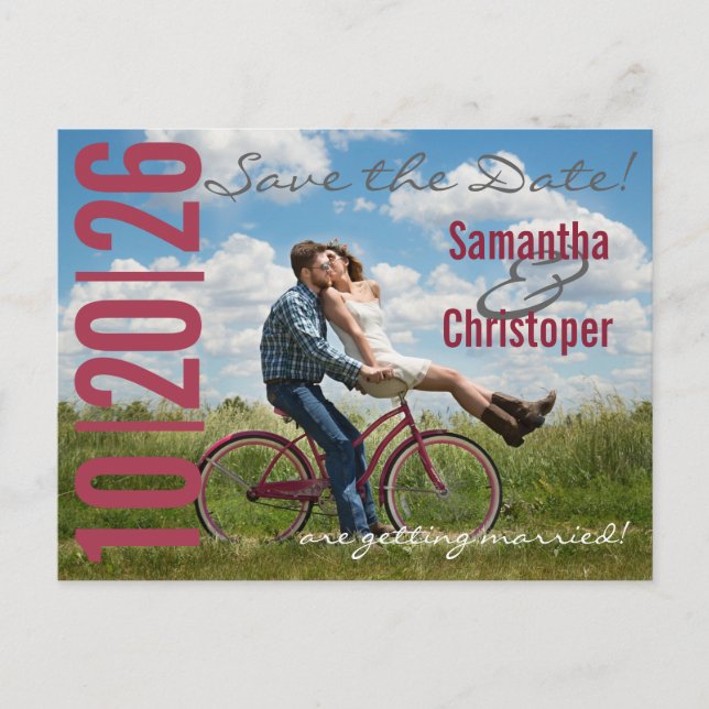 Large Date Photo Save the Date postcards (Front)