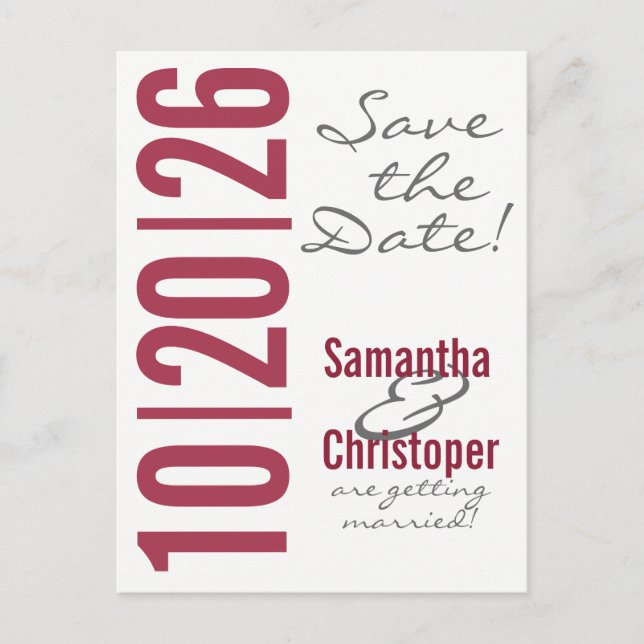 Large Date - Save the Date postcards (Front)