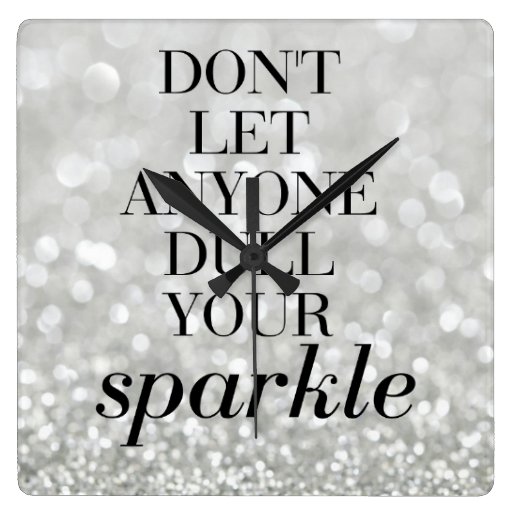 Image of Large Decorative Wall Clock Sparkle Quote
