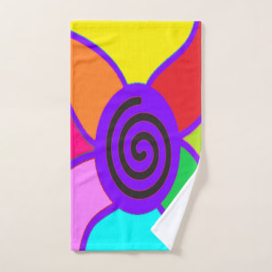 Large design big block colors middle color purple hand towel