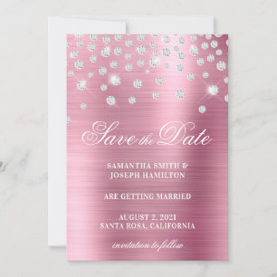 Large Diamond Confetti Pink Ombre Foil Save The Date