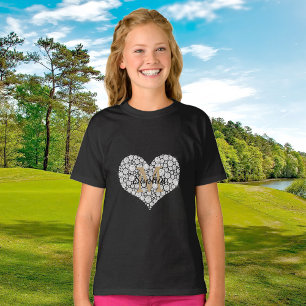 Large Diamond Heart, Gold Monogram, Script Name T-Shirt