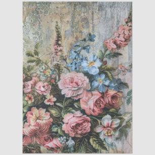 Large Distressed Vintage Floral Decoupage  Tissue Paper