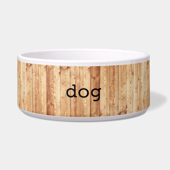 Large “dog” ceramic dog bowl – wood (Front)